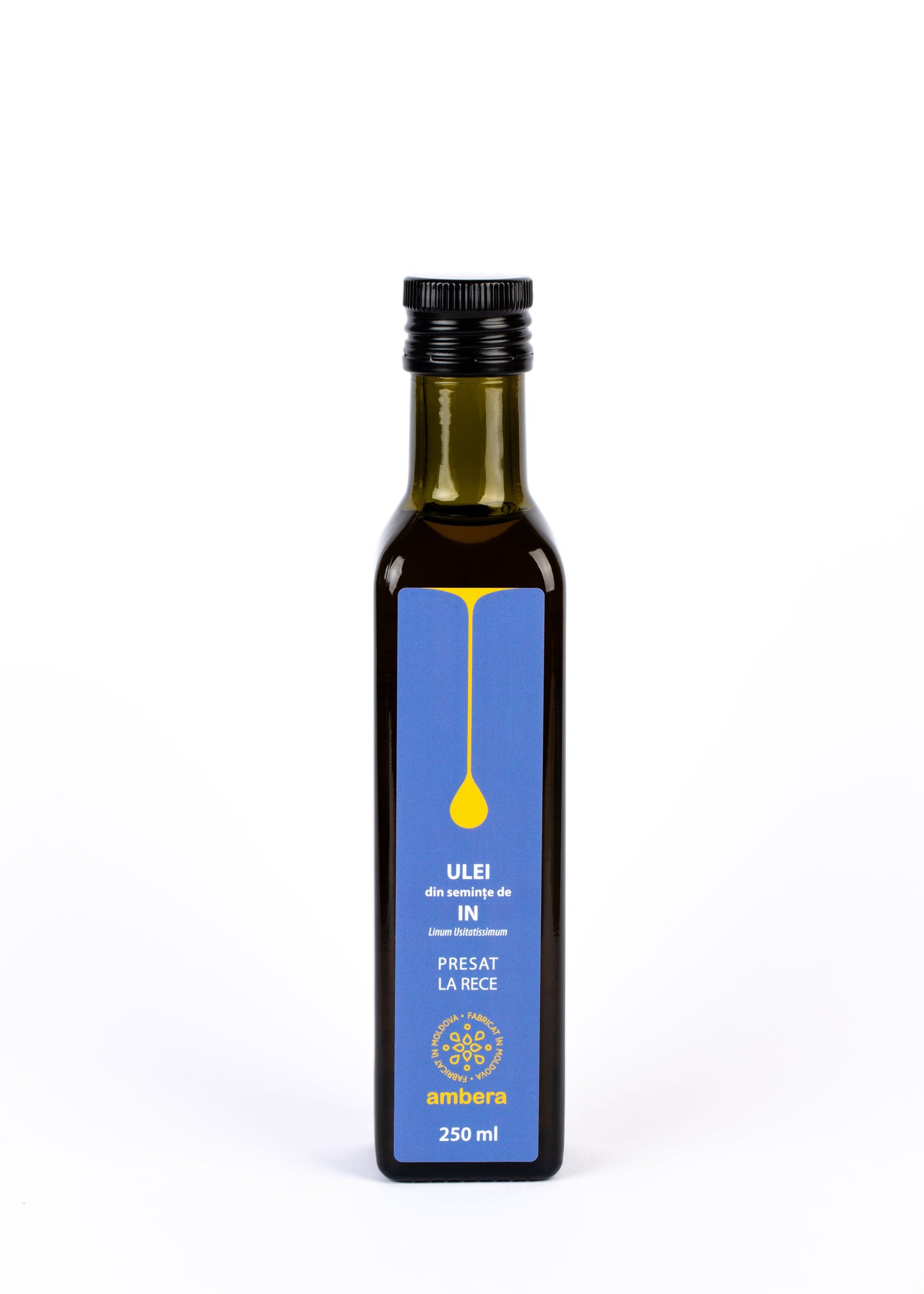 Ulei din semințe de in Ambera Moldova, presat la rece, sticlă 250ml bogat în Omega-3 pentru inimă