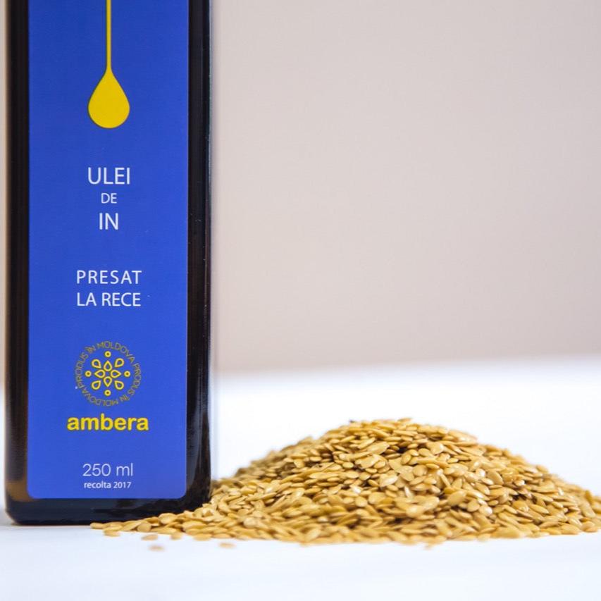 Ambalaj ulei din semințe de in Ambera, acid alfa-linoleic pentru sănătate optimă