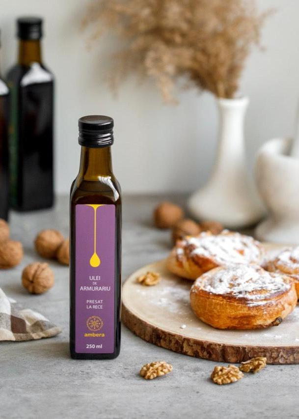 Sticlă ulei de armurariu Ambera Moldova 250ml, presat la rece, regenerare hepatică naturală