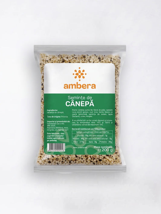 Fulgi de cânepă Ambera, pachet